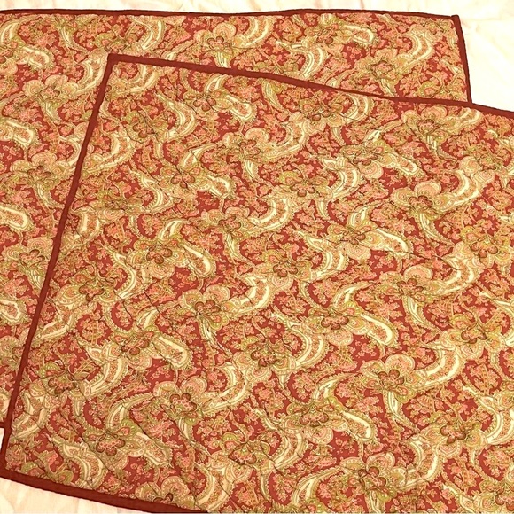 Two Pottery Barn Georgia Patchwork Quilted Standard Shams, Red Paisley, Set of 2 - Picture 3 of 7